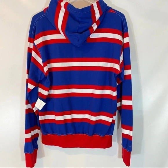BRANDY MELVILLE RED WHITE & BLUE STRIPE HOODIE ONE SIZE - Picture 4 of 7